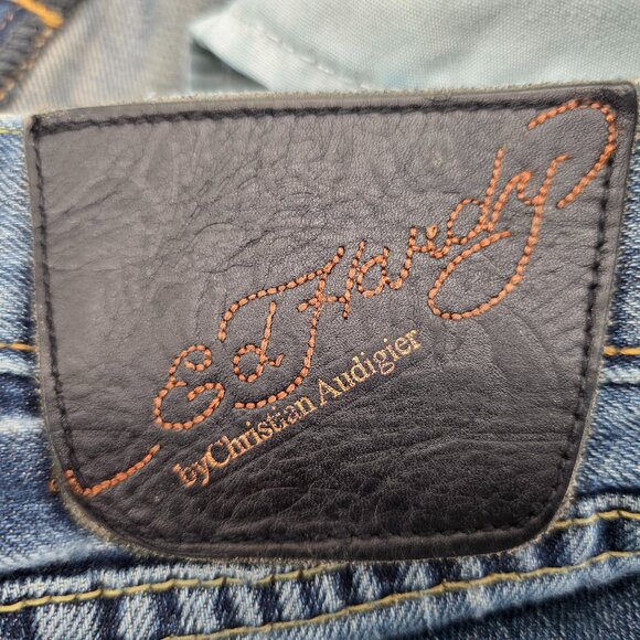 Ed Hardy by Christian Audigier Jeans Men's Vintage Jeans Big Logo Y2k 38x34 - Picture 14 of 16
